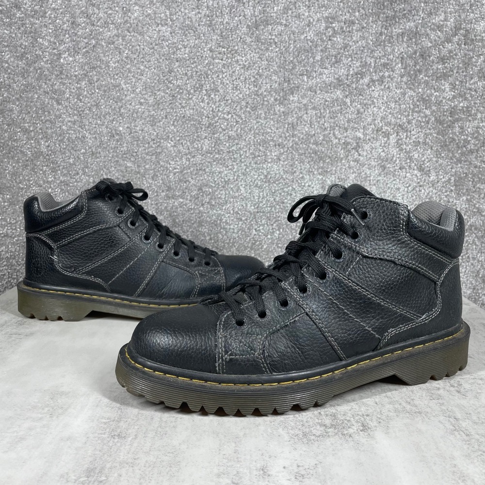 Dr. Martens Harrisland Mens 10 Black Leather Lace Up Lug Sole Boots Combat Punk